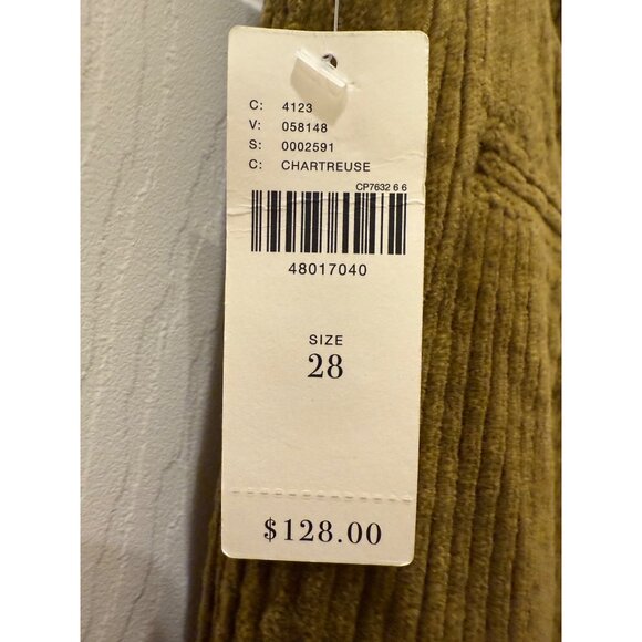 Anthropologie Womens Corduroy Chartreuse Pants Size 28 With D-Ring Detail & Back - Picture 5 of 8